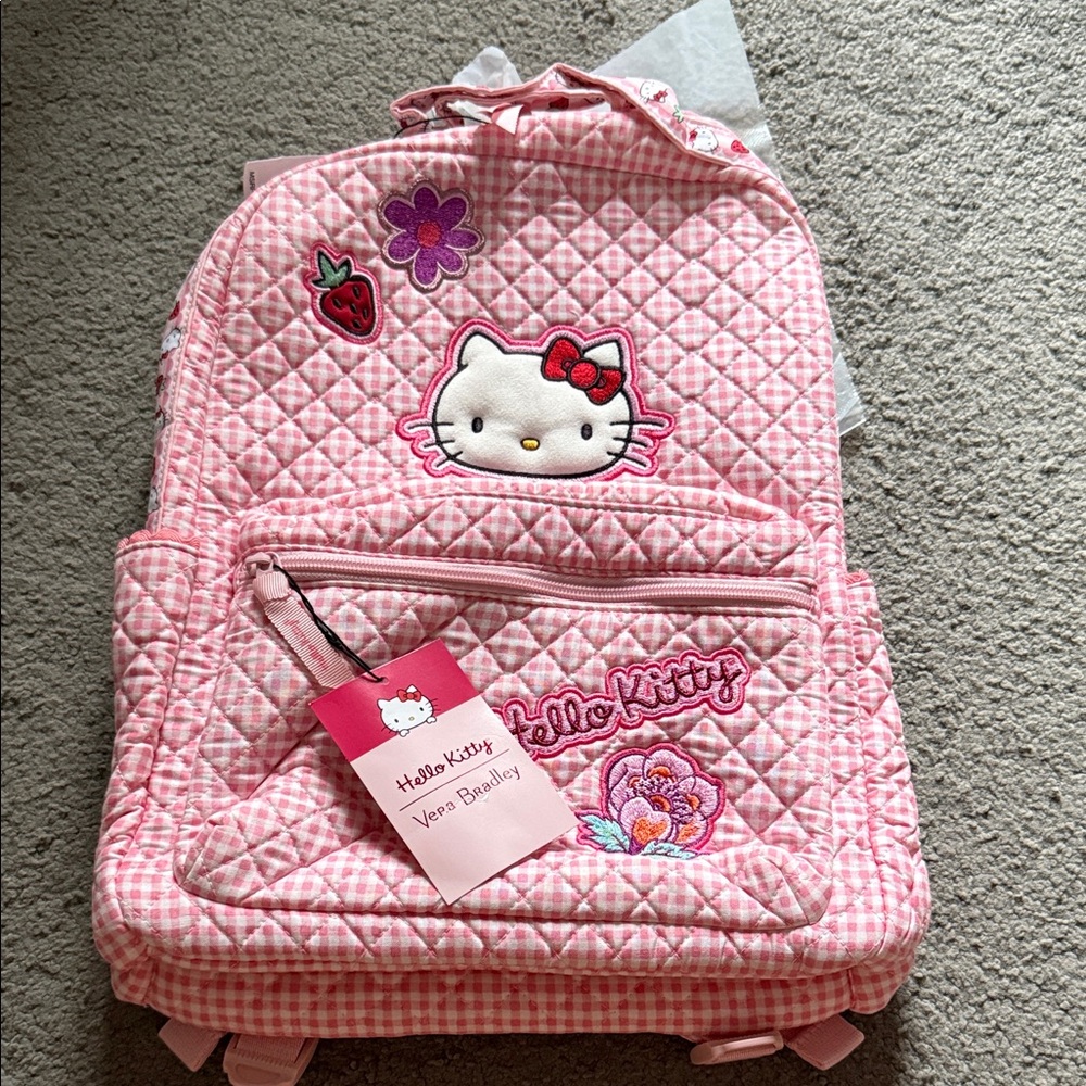 Vera Bradley Pink Quilted Backpack with Hello Kitty